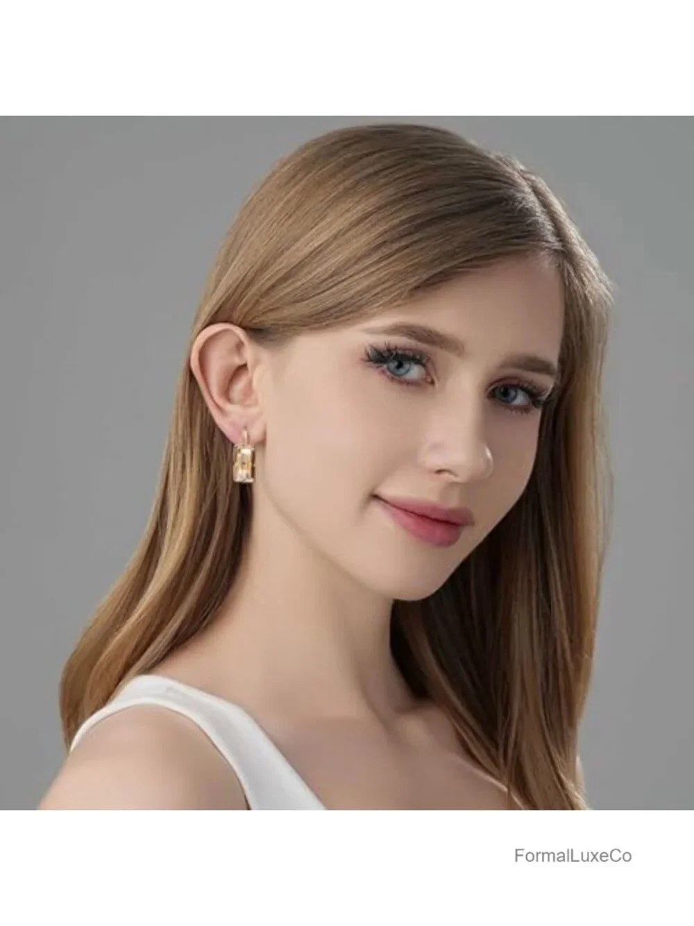 Austrian Crystal Leverback Drop Earrings 14K Rose Gold Plated Hypoallergenic